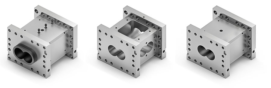 three different metal barrel pieces